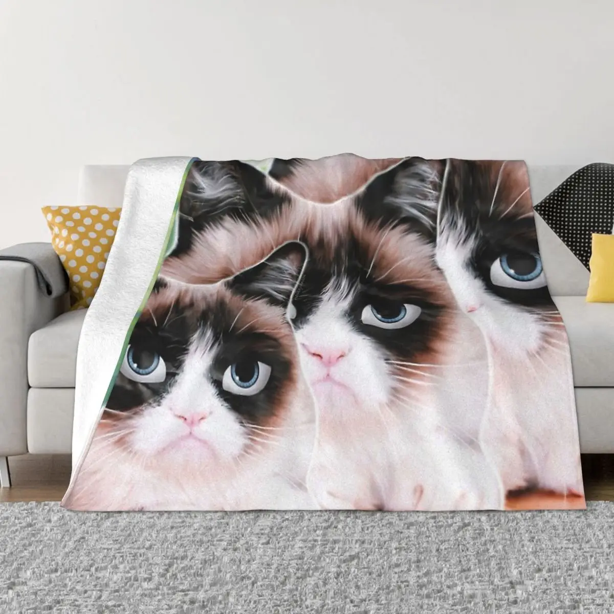 

Художественное фланелевое одеяло для влюбленных кошек, весна-осень, коллаж в виде глупых кошек, теплые Пледы для зимнего постельного белья