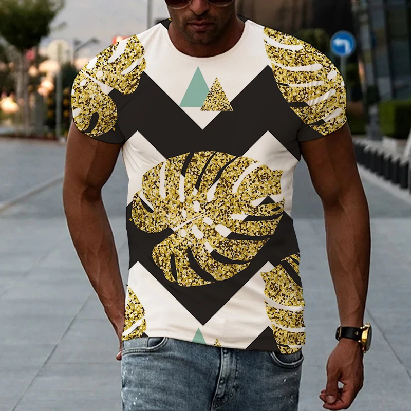 

Tropical Jungles Retro Flower 3D Printing Summer Men's Fashion Loose T-shirt Hawaii Beach Style Round Neck Short Sleeve Top Male