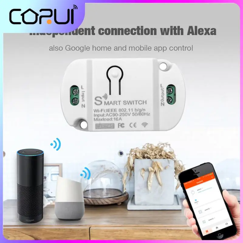 

CORUI 10A/16A Tuya WiFi Smart Light Switch Universal Breaker Timer Smartlife APP Wireless Remote Control Via Alexa Google Home