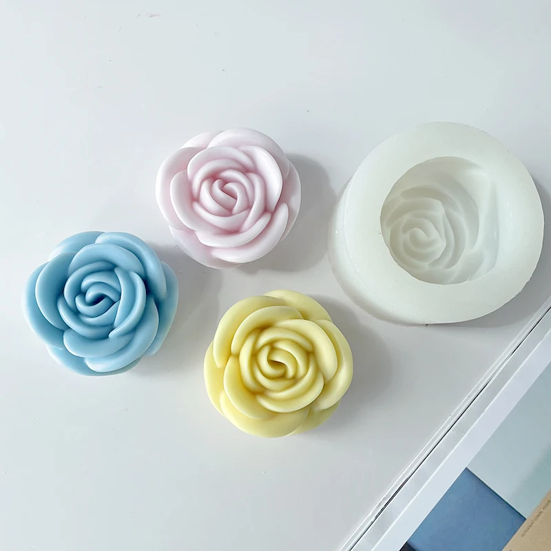 

3D Rose Silicone Candle Mold DIY Flower Handmade Soap Plaster Mold Cookie Cake Decor Mold