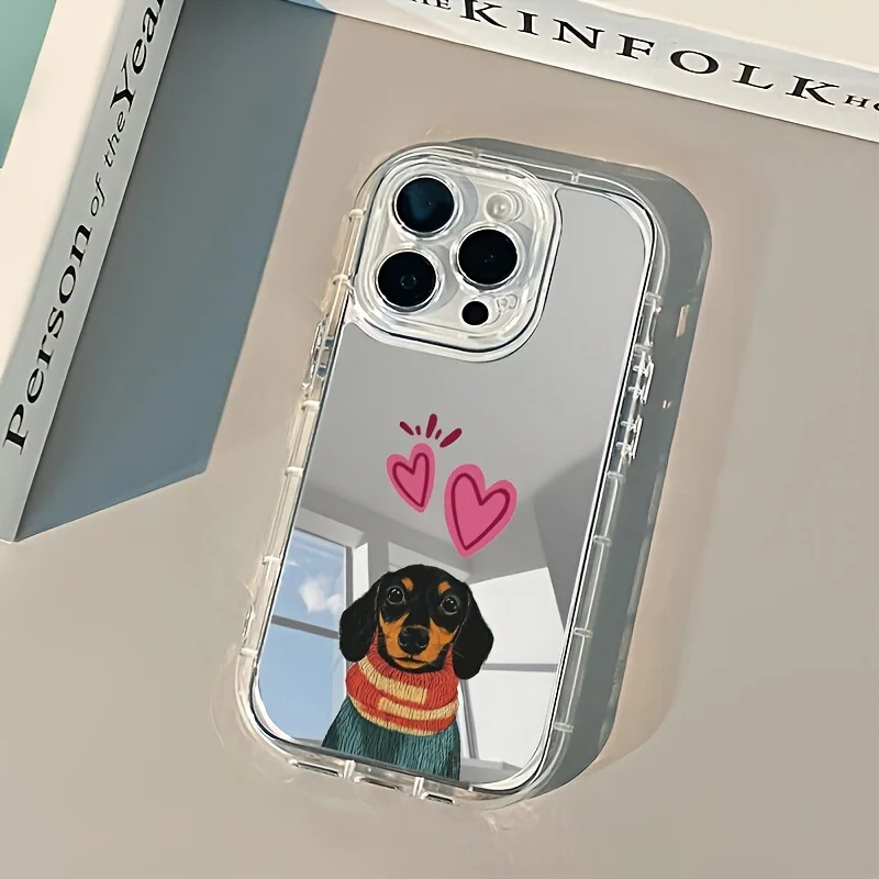 Многофункциональный чехол-зеркало Daqi в форме собачки для iPhone 17, 16, 15, 14, 13, 12, 11 ProMaxPlus (art.: 3920da342cf9d) - 3920da342cf9d