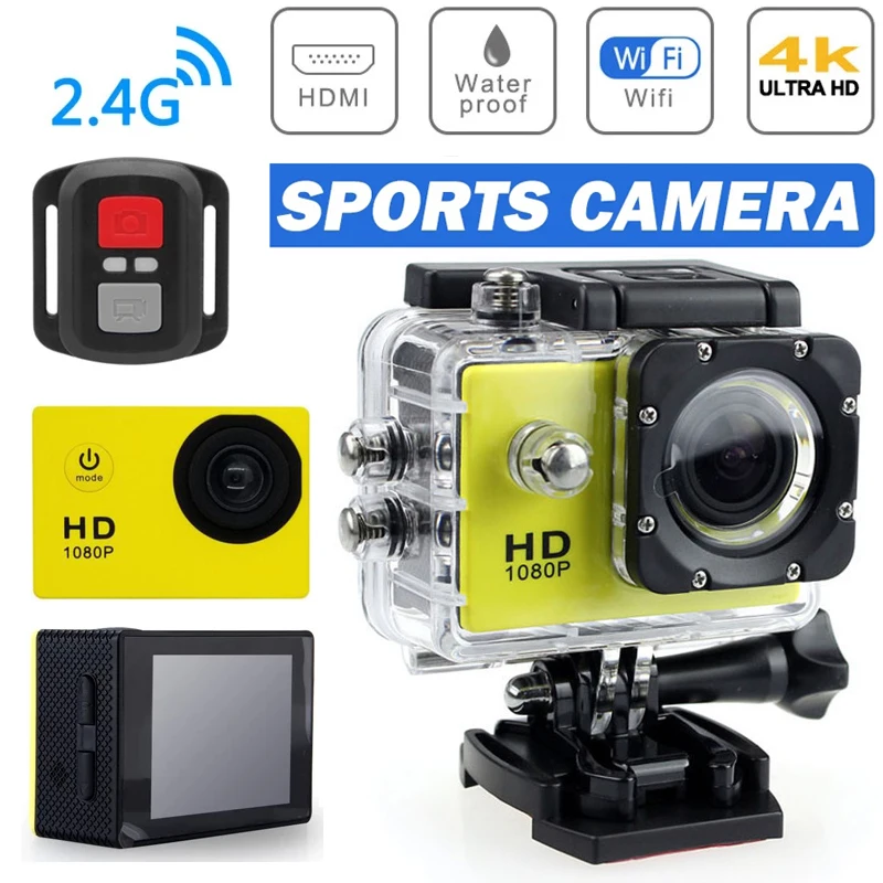 

Экшн-камера Ultra HD 4K, Wi-Fi, экран 2,0 дюйма, 30 м