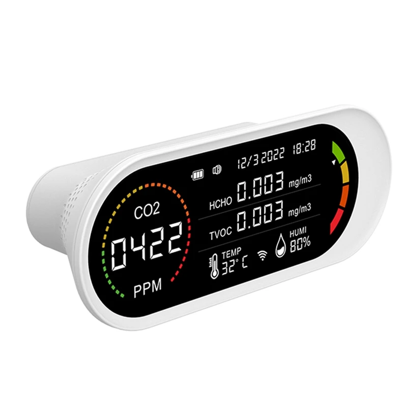 Детектор качества воздуха 5 в 1 TVOC HCHO CO2 измеритель тестирование температуры и