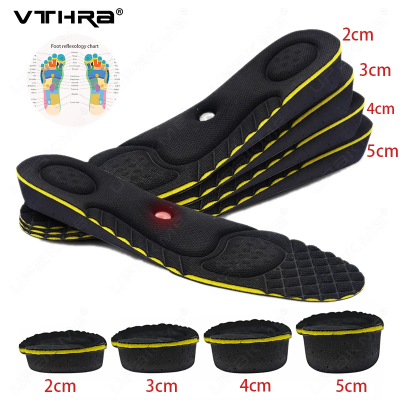 

VTHRA Magnet Massage Height Increase Insole for Women Men 2/3/4/5 CM Up Cushion Invisiable Arch Support Orthopedic Heighten Lift