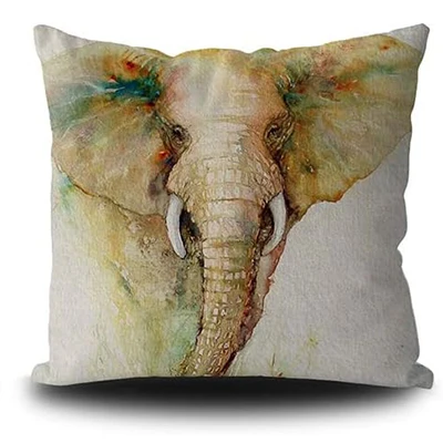 Наволочка для подушки с Африканским акварельным рисунком слона декоративная