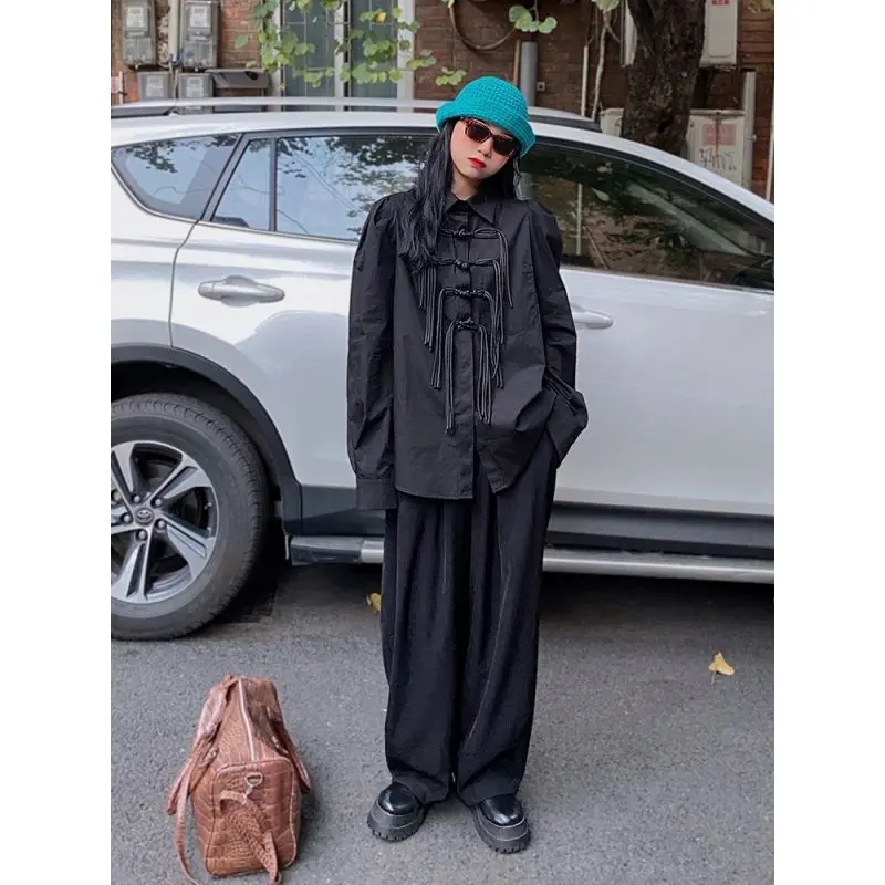 Рубашка Korobov с длинным рукавом и пряжкой Женская Осенняя новая Корейская