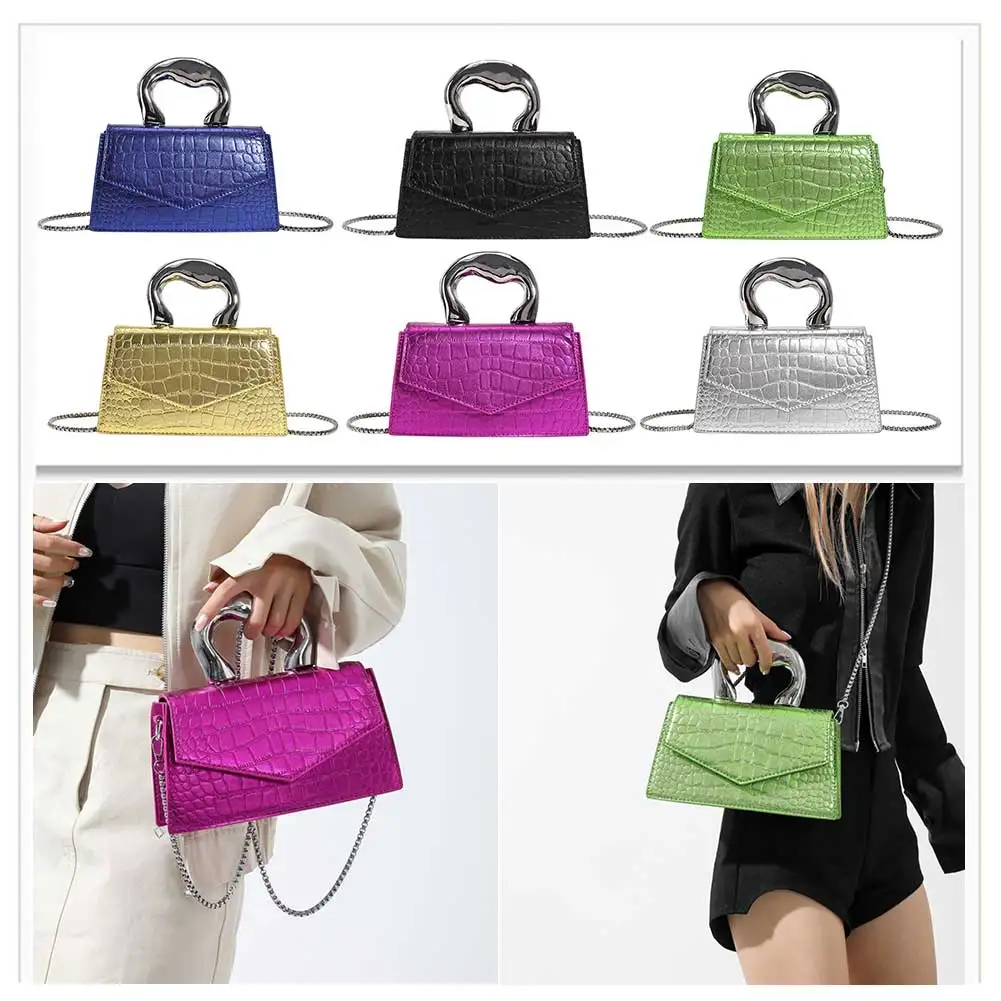 

Women Fashion Shoulder Bag Waterproof Crocodile Pattern Sling Bag Solid Color Multifunctional Daily Dating Bag