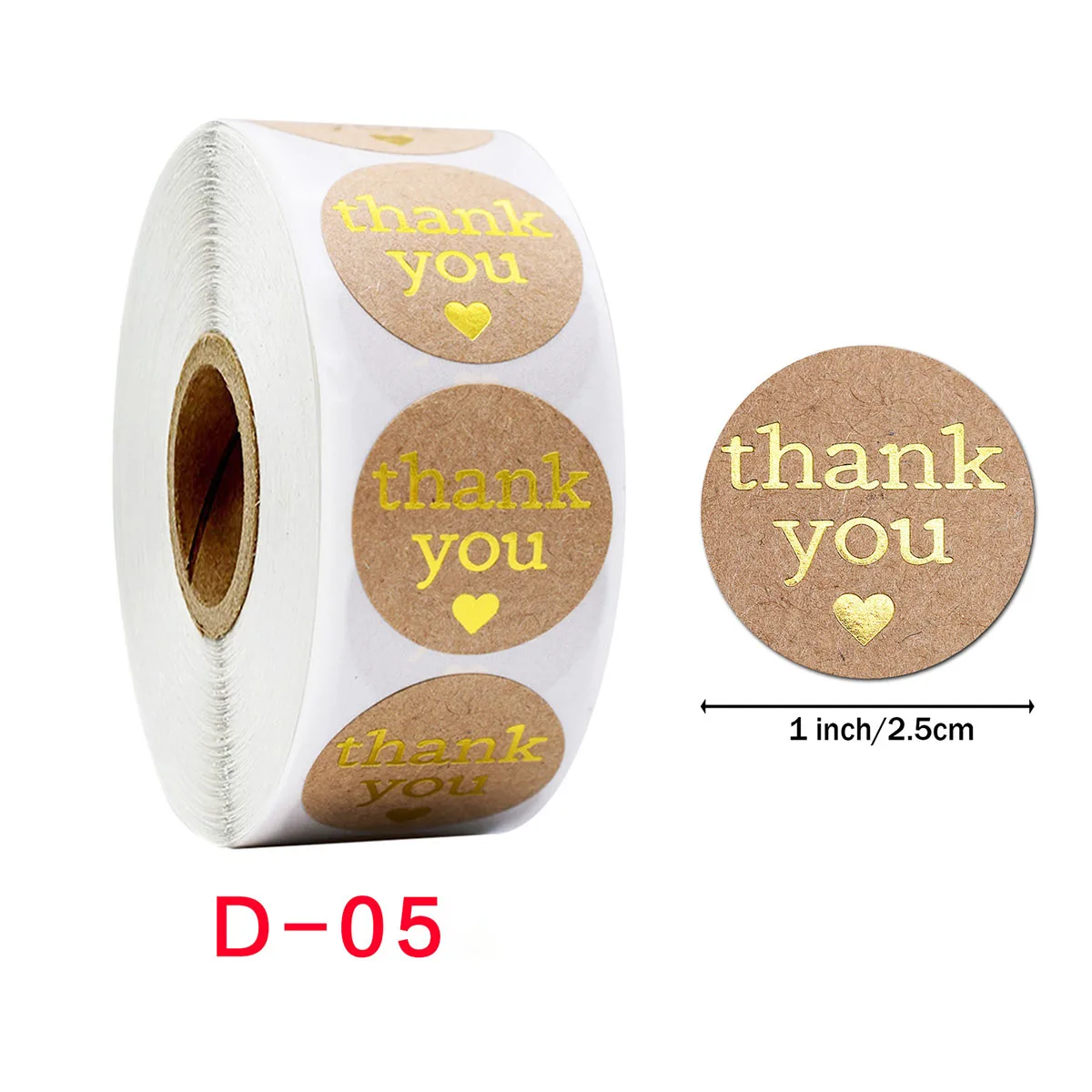 

500Pcs 1Inch Kraft Vintage Gold Foil Stickers For Thank You Customer Shop Labels Decoration Envelope Sealing Gift Business Party