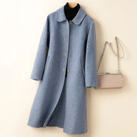 autumn and winter new womens double sided woolen 100 pure wool long plus size fashion doll collar elegant high end wool coat