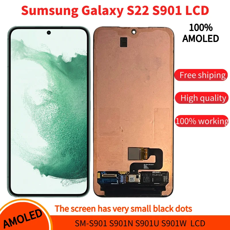 Super AMOLED для Samsung Galaxy S22 ЖК-дисплей с сенсорным экраном SM-S901 S901B дигитайзером в сборе