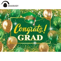 allenjoy gold green congrats grad graduation backdrop class of 2022 prom party bokeh balloons bachelor cap photophone background