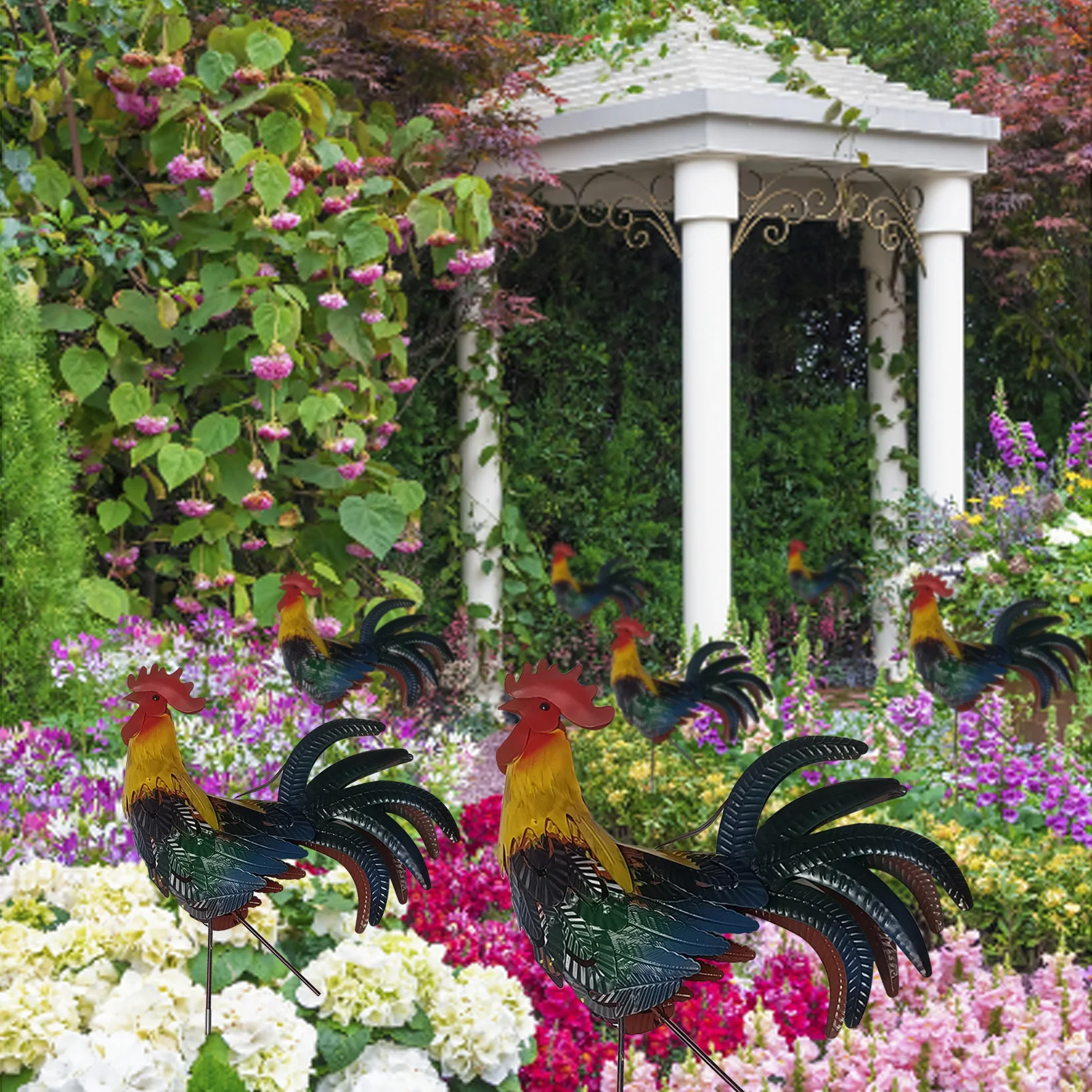 Декоративный садовый декоративный петух украшение для цыплят металлический