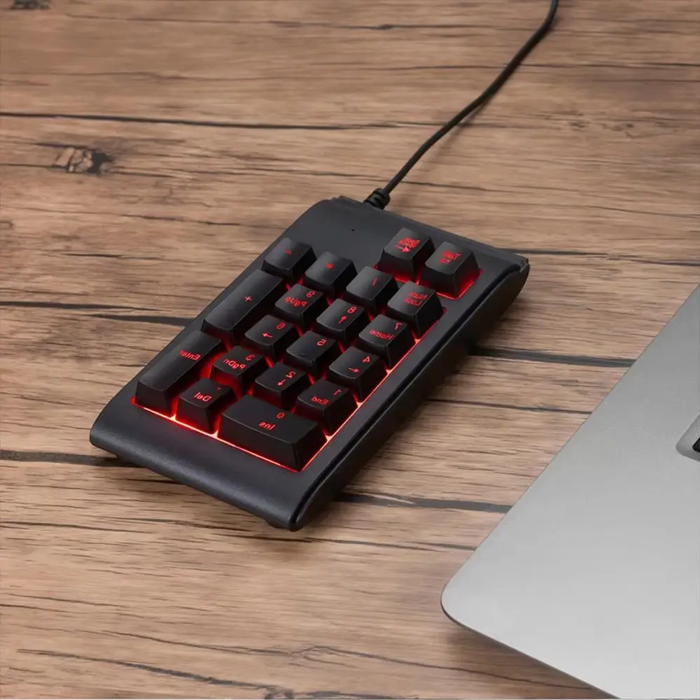 Фото Проводная USB-цифровая клавиатура со светодиодной подсветкой RGB, механическая цифровая клавиатура, 19-клавишная цифровая клавиатура, механическая цифровая клавиатура для настольного ноутбука №5