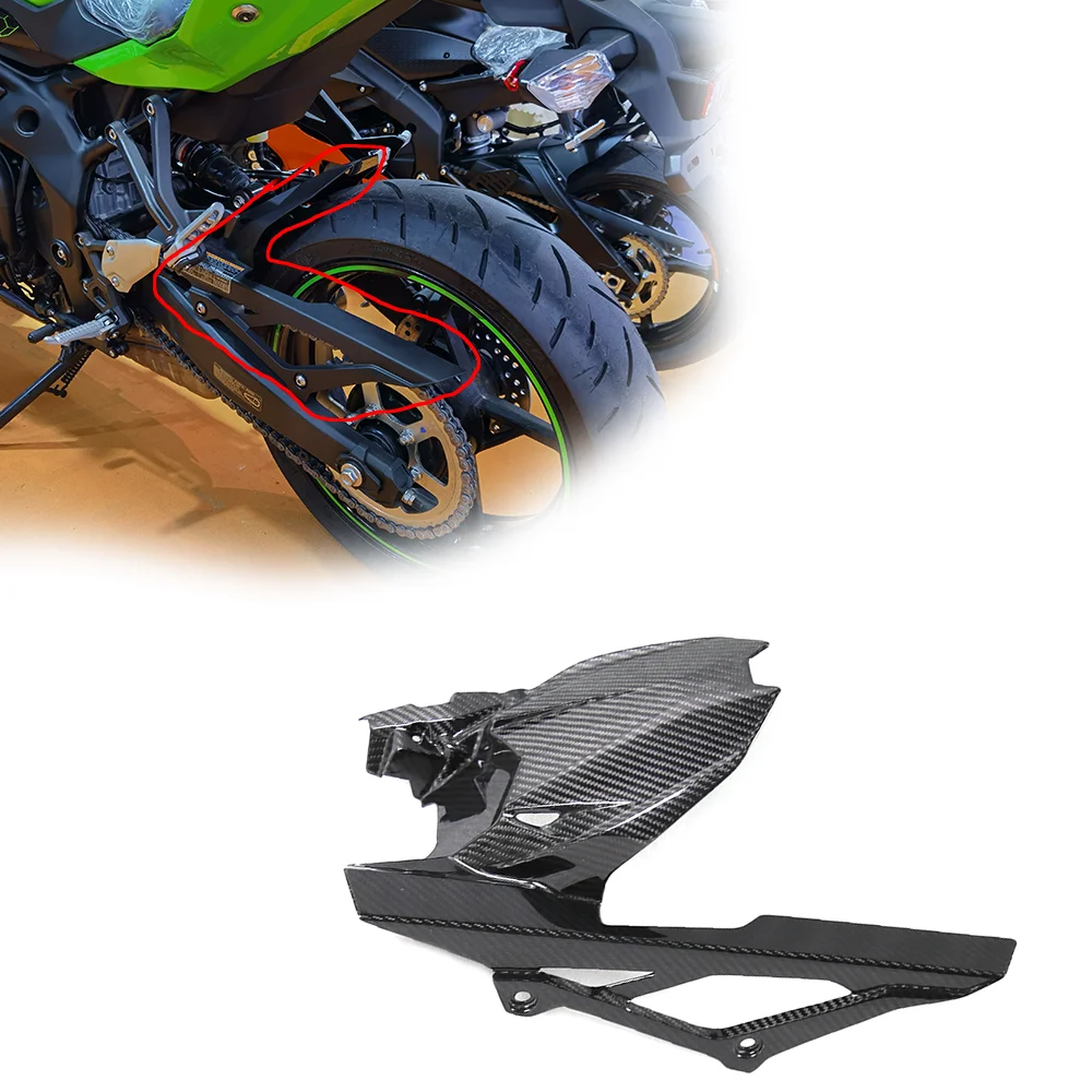 

100% 3K Full Carbon Fiber Motorcycle Body Rear Hugger Rear Fender Splash Mud Dust Guard Mudguard For Kawasaki ZX25R 2020-2022