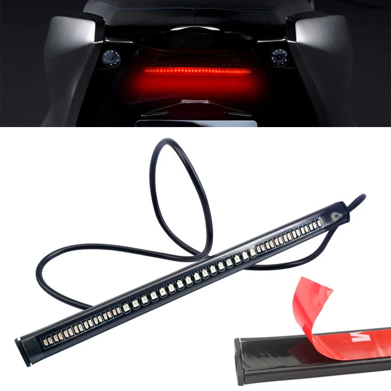 

Светодиодный задний фонарь для мотоцикла, полоса тормозного указателя поворота, вспомогательный фонарь дальнего света, универсальный мотоцикл, скутер, многофункциональный ходовой фонарь