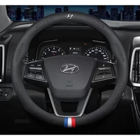 for hyundai solaris tucson santa creta elantra i10 i20 i30 i40 ix25 ix35 car pu leather steering wheel cover interior decoration