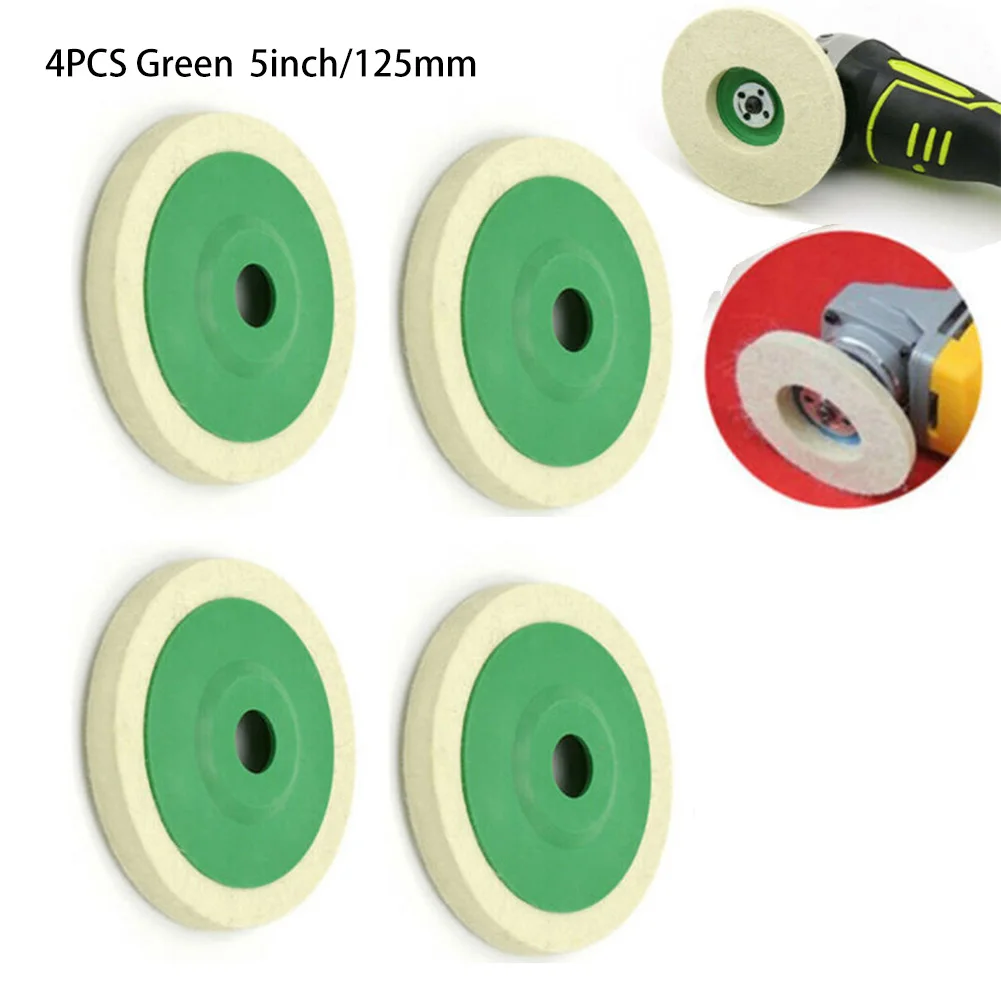 

4Pcs 125mm 5Inch Wool Buffing Grinder Wheel Felt Polishing Disc Pad Set Tool For Glass Ceramics Scratches Sanding Tool Durable