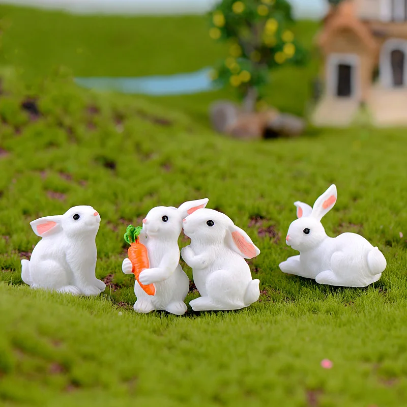 

Cute Resin Mini Bunny Miniature Figurines Ornament Home Decor Miniature Landscape Decoration Home Decoration Easter Decoration