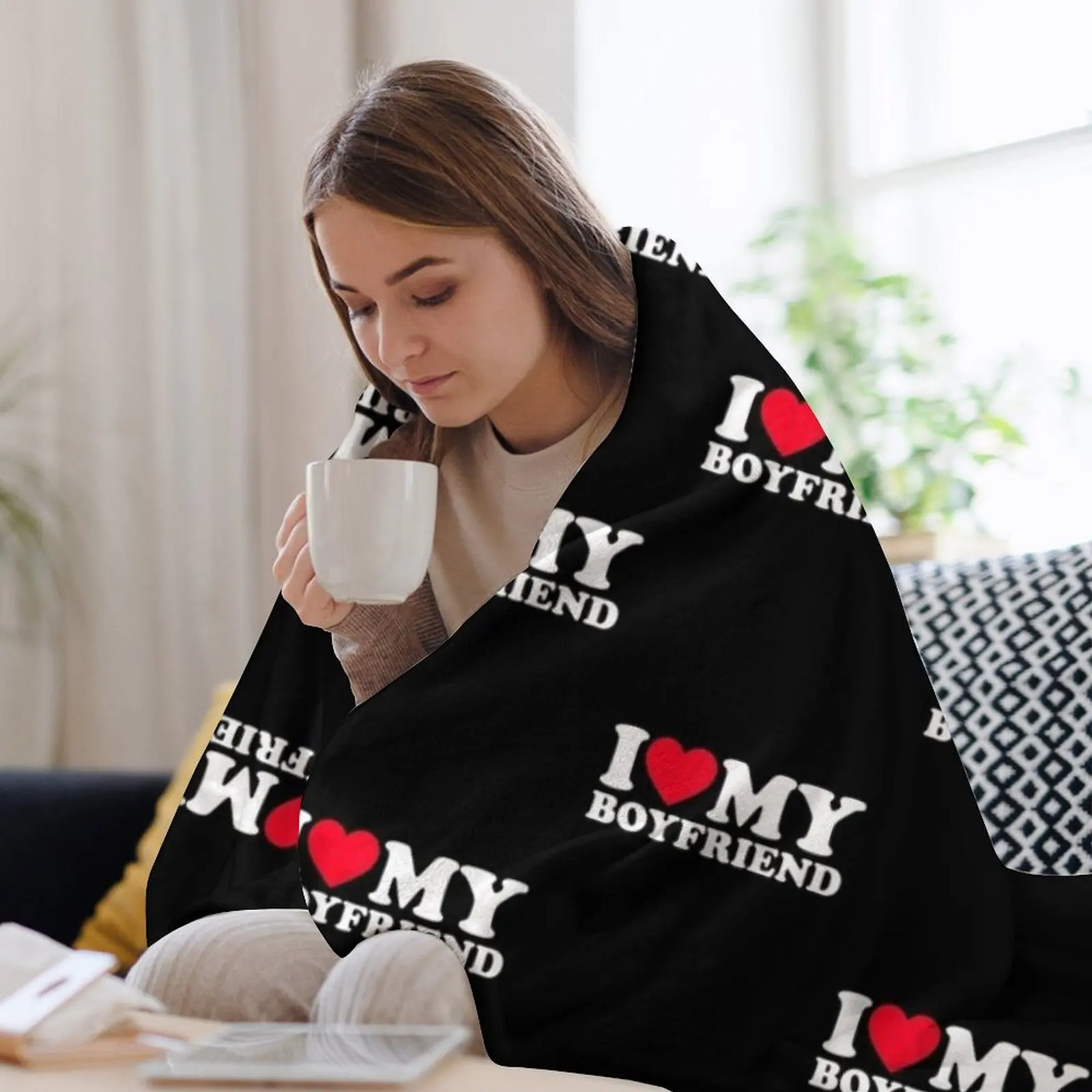 Рубашка Я люблю своего бойфренда рубашка сердце моего одеяло BF большие