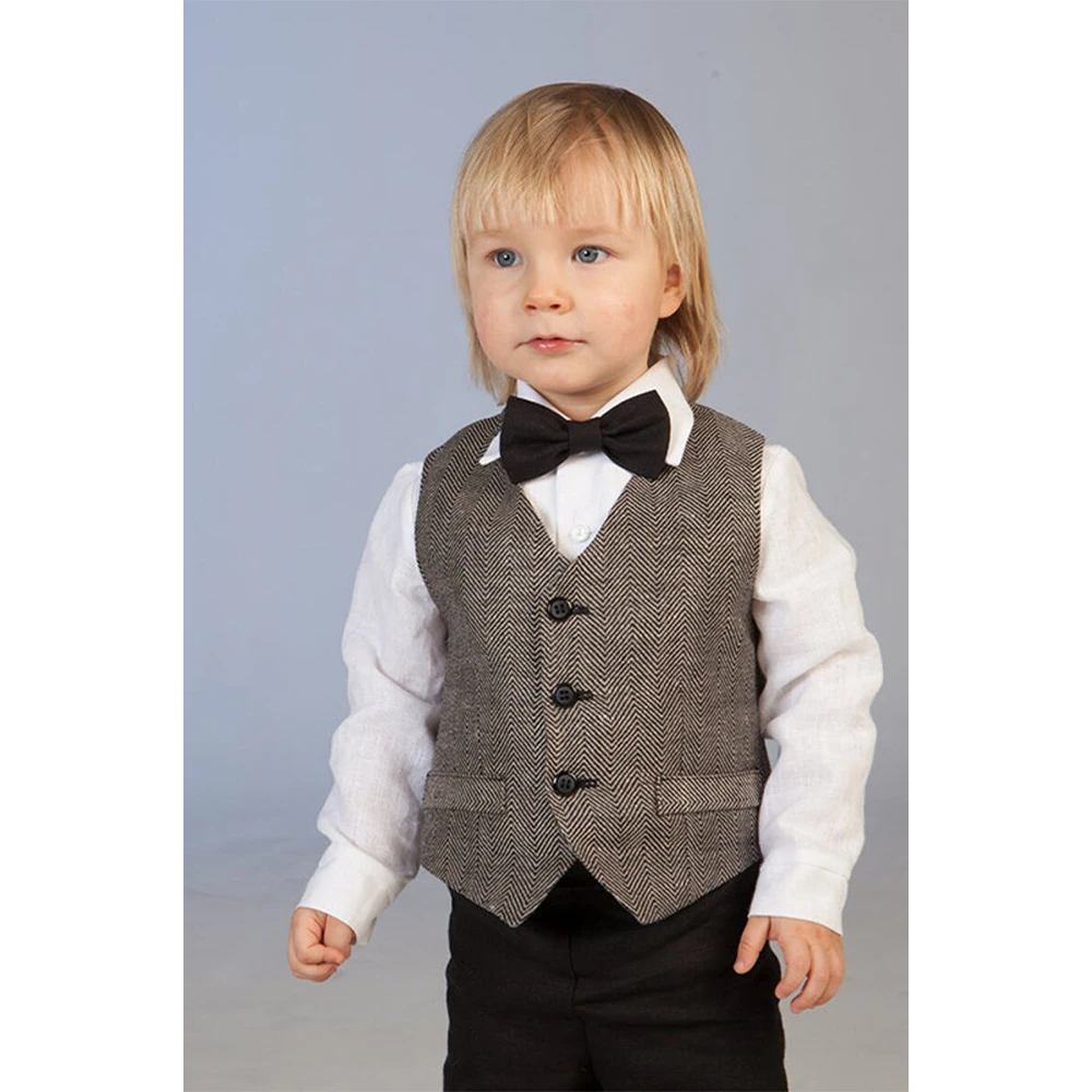 

Жилет детский винтажный из твида с V-образным вырезом, на свадьбу