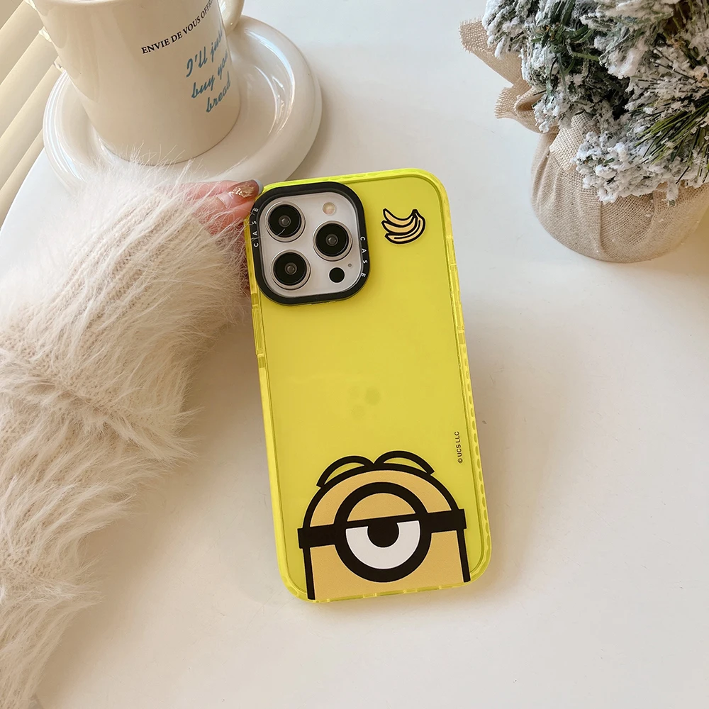 Милый мультяшный чехол для телефона с изображением миньона банана iPhone 14 13 12 11 Pro Max