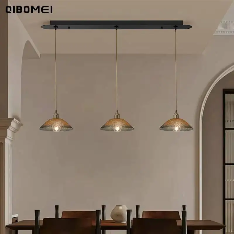 Фото Ретро-светильник LED из стекла для гостиной, столовой, бара, люстра для спальни, прикроватная лампа, простой домашний декор, освещение для интерьера №3