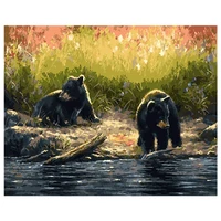 tapb bear drinking water painting by numbers adults forhandpainted on canvas oil coloring by numbers home wall art decor