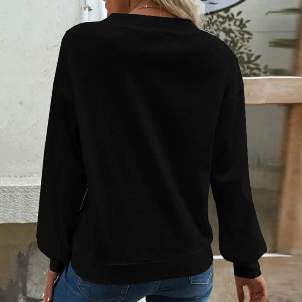 

Lady Autumn T-shirt Stylish Women's V Neck Button Blouse Loose Fit Soft Warm for Fall Spring Fashion Soft T-shirt