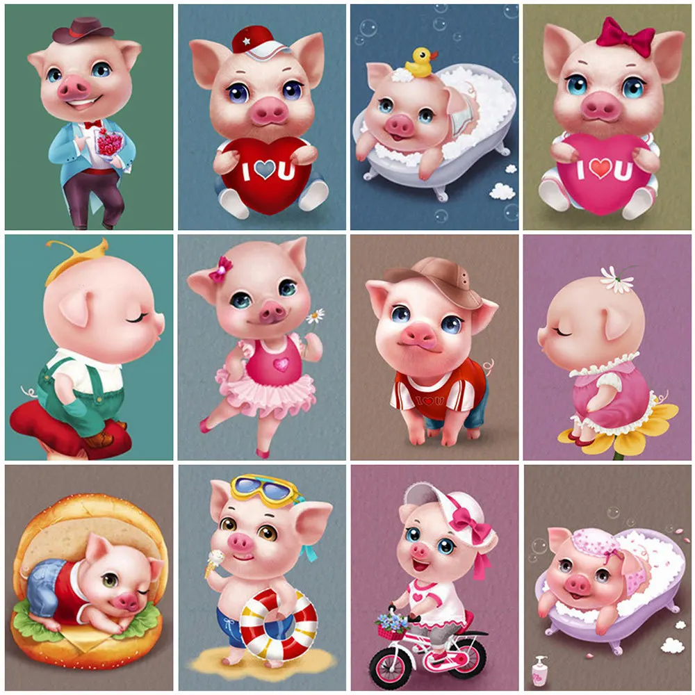 

Алмазная живопись свинья животное наборы для вышивки крестиком наборы для вышивки Алмазная мозаика Стразы мультфильм домашний декор