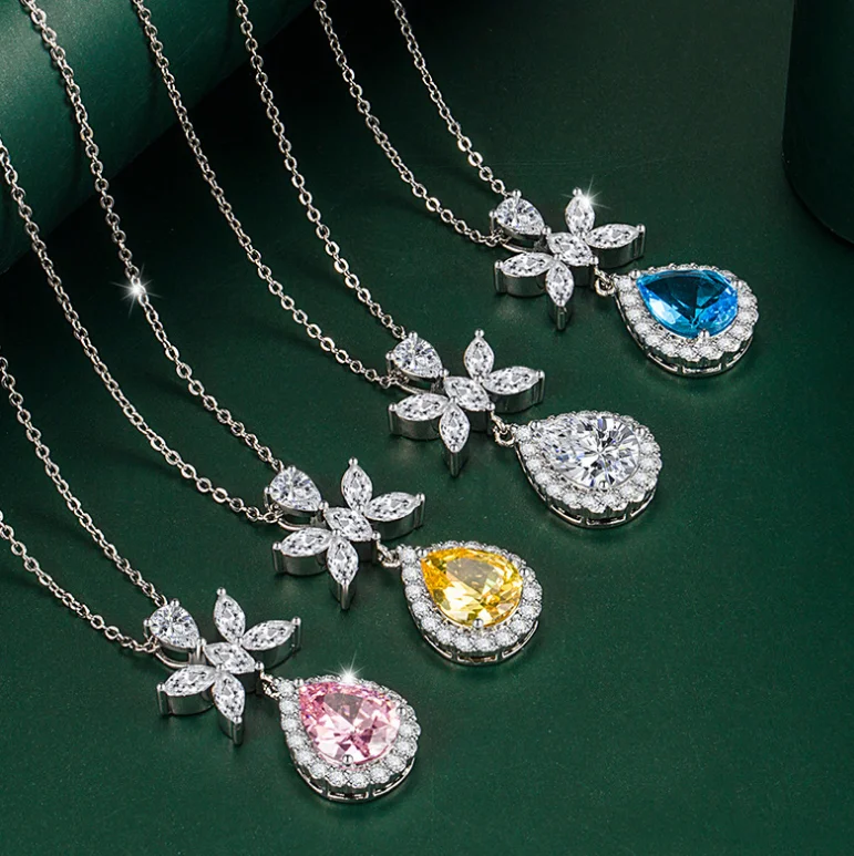 

ANGLANG Luxury Pendant Necklace Bridal Wedding Shiny CZ Stone Romantic Gift Elegant Fashion Necklace Jewelry for Women