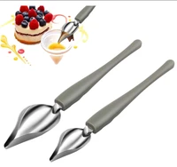 2pc stainless steel painting spoon molecular cuisine restaurant western food baking dessert decoration sharp mouth plate tool