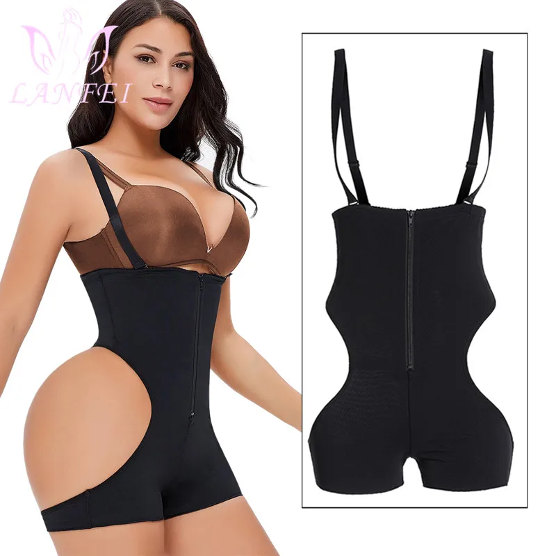 

LANFEI Full Body Shaper Women Zipper Shoulder Strap Postpartum Modeling Waist Trainer Briefs Slimming Femme Corrective Shapewear