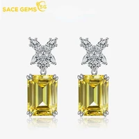 sace gems luxury 5a yellow zircon stud earrings for women 925 sterling silver sparking cz flower earrings wedding jewelry