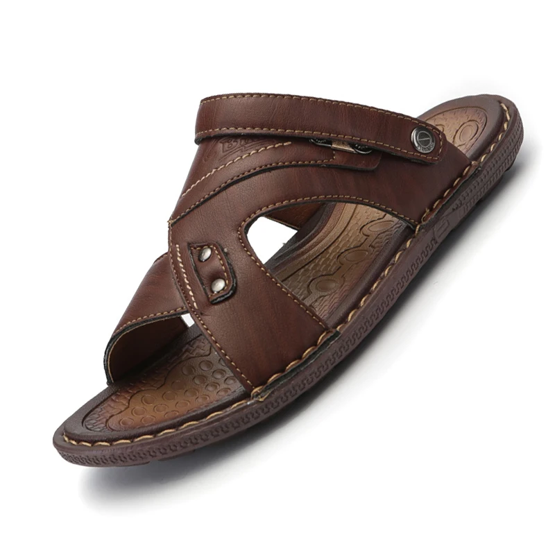 

Topfight 2020 New Men's Non-slip Sandals Breathable Beach Shoes PU Leisure Comfortable Brown Man Sandal zapatillas hombre