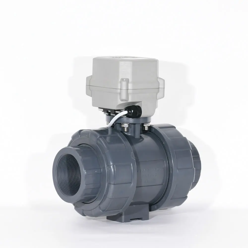 

DN50 2 inch 2 Way plastic connector 12V DC Electric Actuated PVC UPVC CPVC PPH True Union Motorized Ball Valve