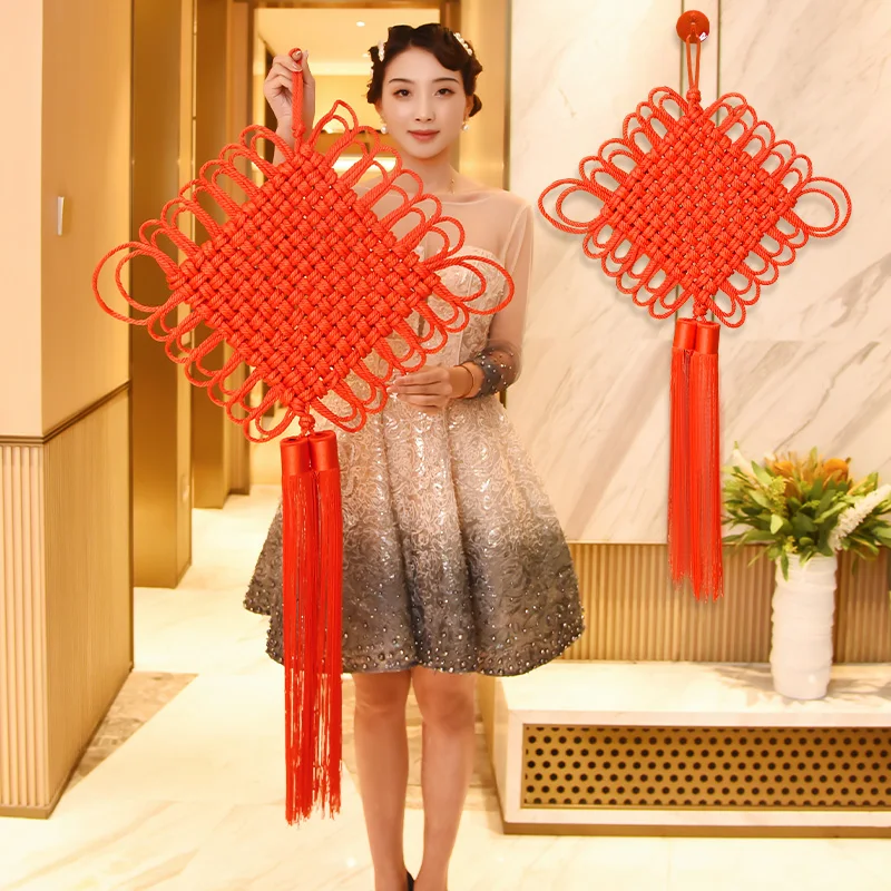 Chinese knot pendant living room large high-end porch entrance door safe and auspicious Spring Festival red New Year decoration