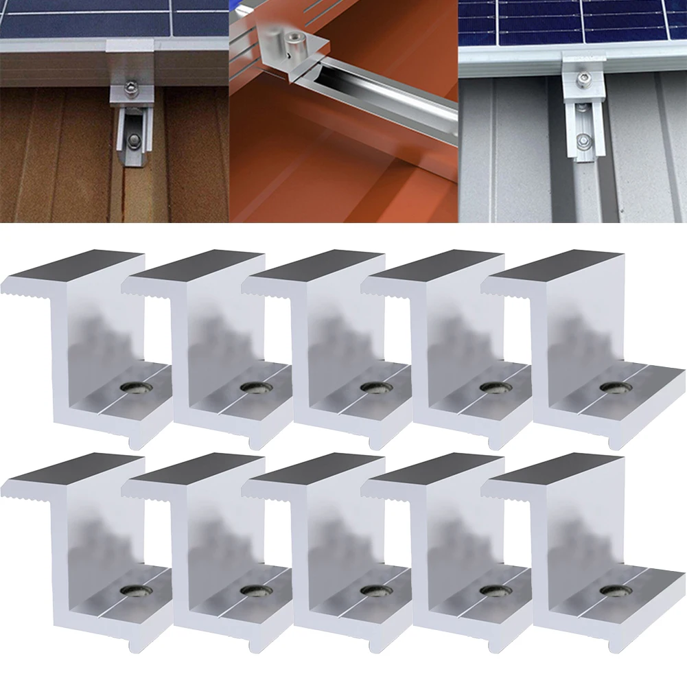 

10Pcs Solar Photovoltaic Bracket Aluminum Alloy Clamp For Solar Module Solar Panel Racking Mounts Accessories PV End Clamp