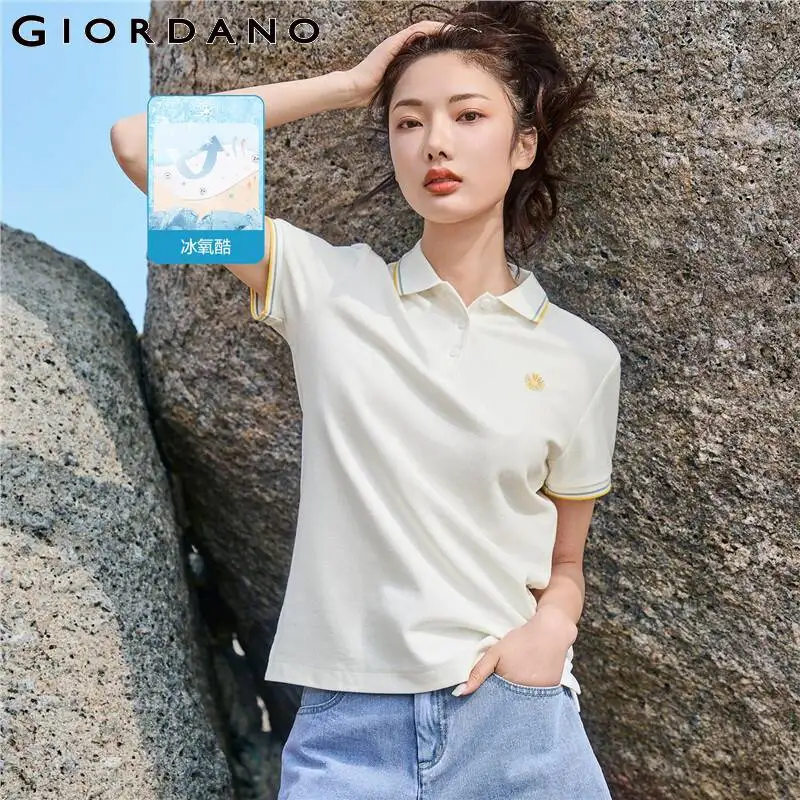 

Giordano Women Polos High-Tech Ice Oxygen Bar Coolling Polo Shirt Embroidery Short Sleeves Quick Drying Summer Polo Tops 053123