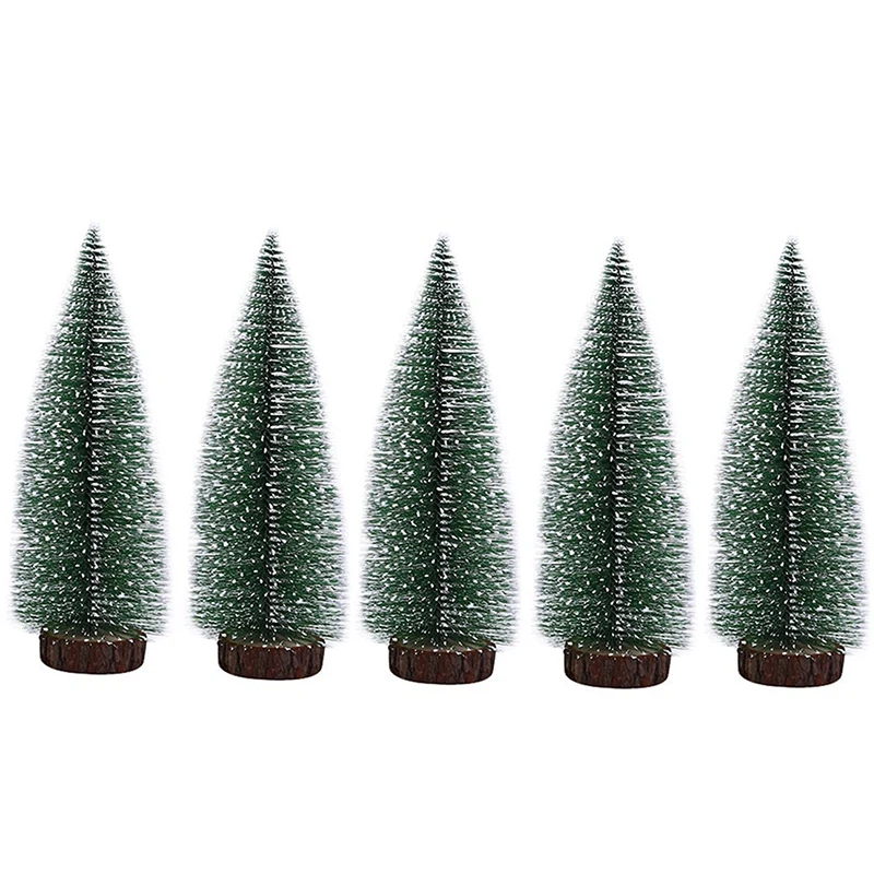 

5PCS 30cm Mini Snow Pine Needle Tree Bauble Crafts Noel Tree Ornaments Wooden Christmas Decorations for Home