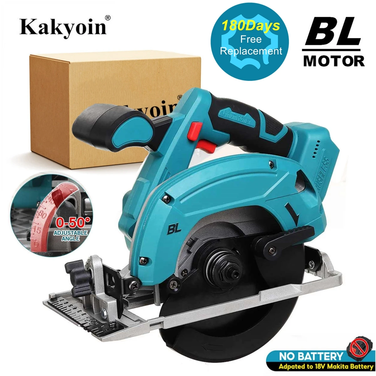 

Brushless Electric Circular Saw Cordless Wood Electric Saw 165mm Saw Blade Adjustable Angle Cutting for Makita 18V Battery