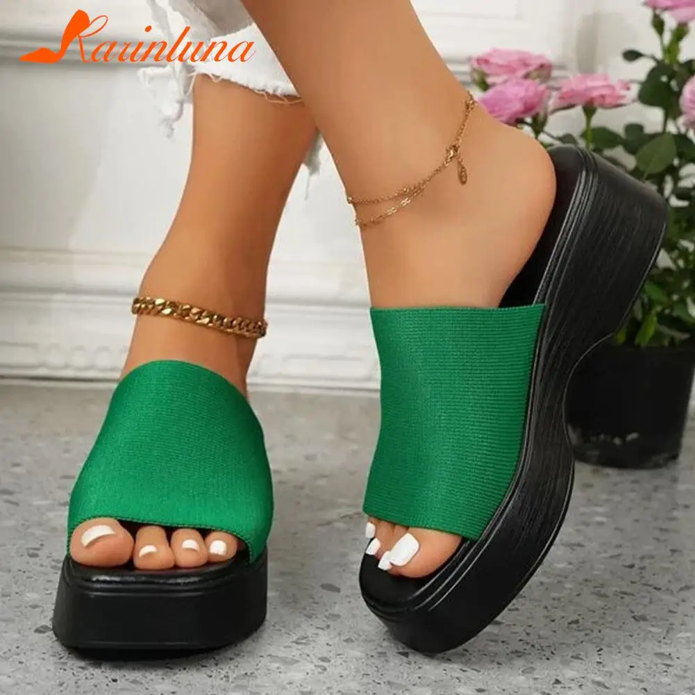 Wedge Heeled Women's Slippers 2023 European Style Comfy Walking  Beach Sandal Summer Outside Simply Lady Slippers Plus Size 43