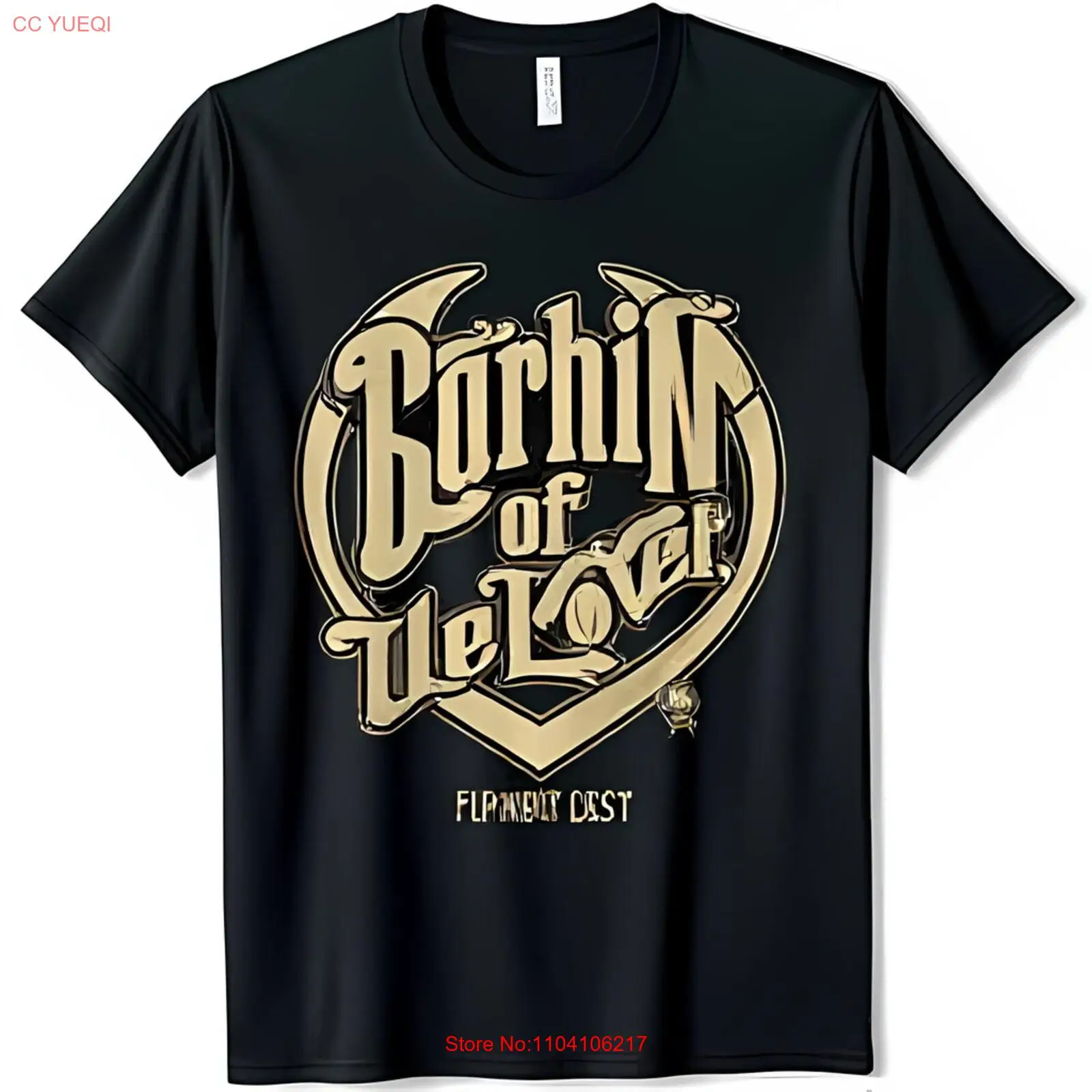 Стильная черная футболка с графикой Золотое сердце и землей текста Любовница