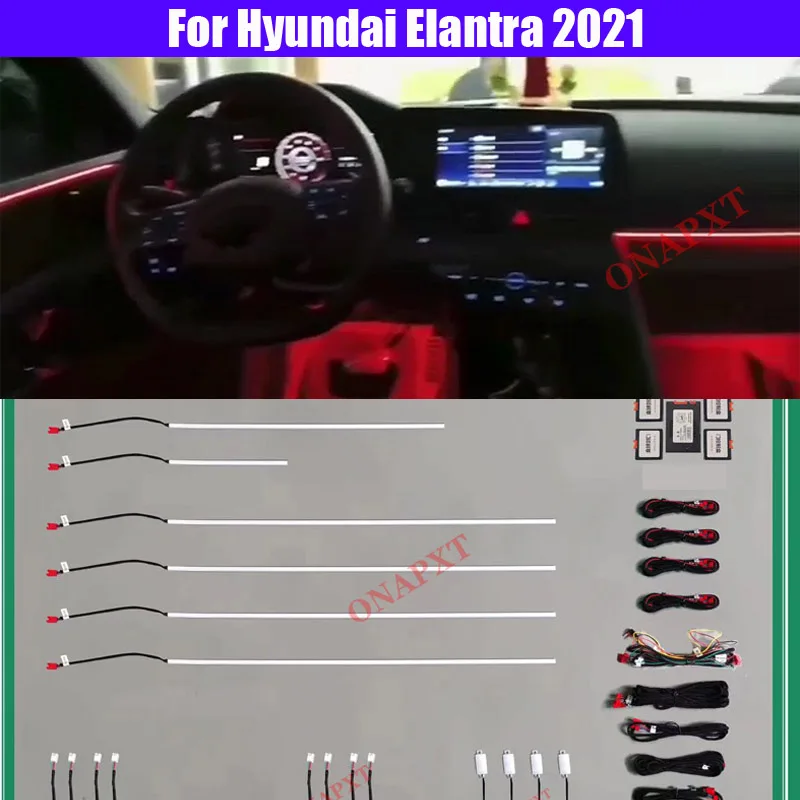 

Auto Car For Hyundai Elantra 2021 Screen Control Decorative Ambient Light LED Atmosphere Lamp illuminated Strip 64 Colors
