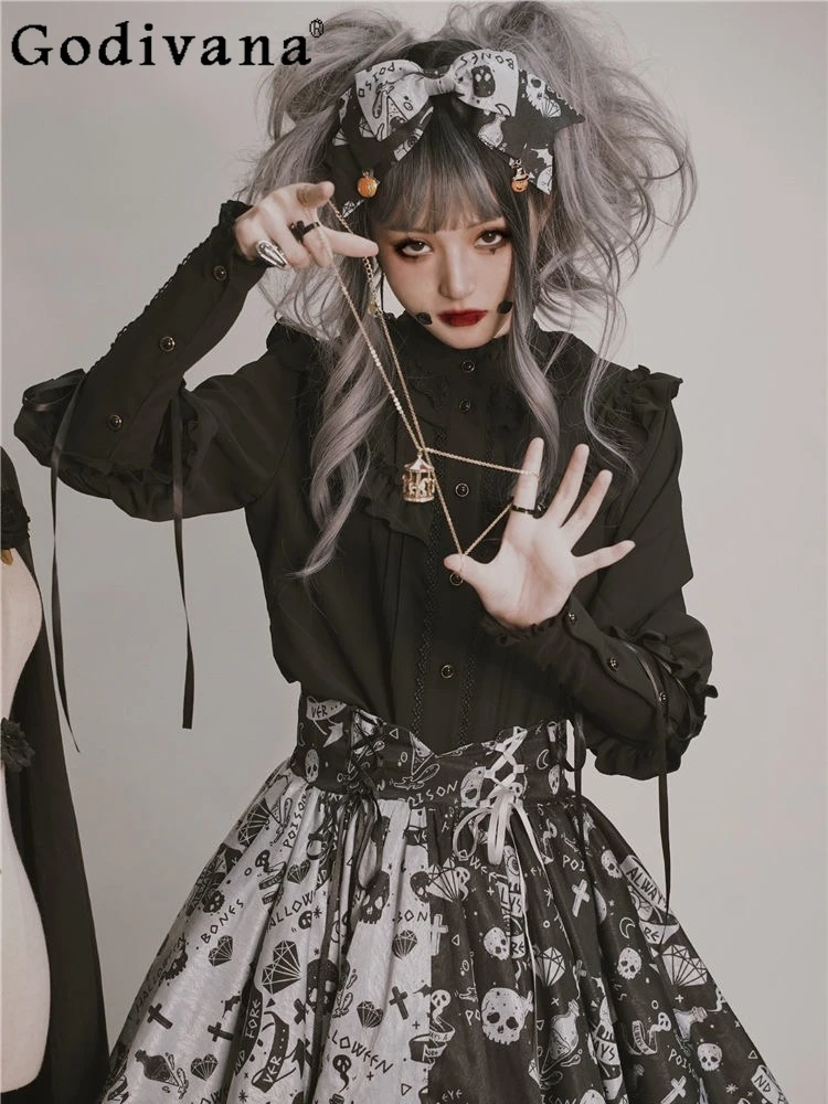 Женская винтажная блузка с оборками Готическая кружевная в викторианском стиле