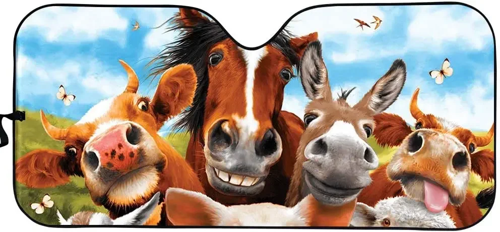 ELEQIN солнцезащитный козырек на лобовое стекло с принтом Милого Животного лошади