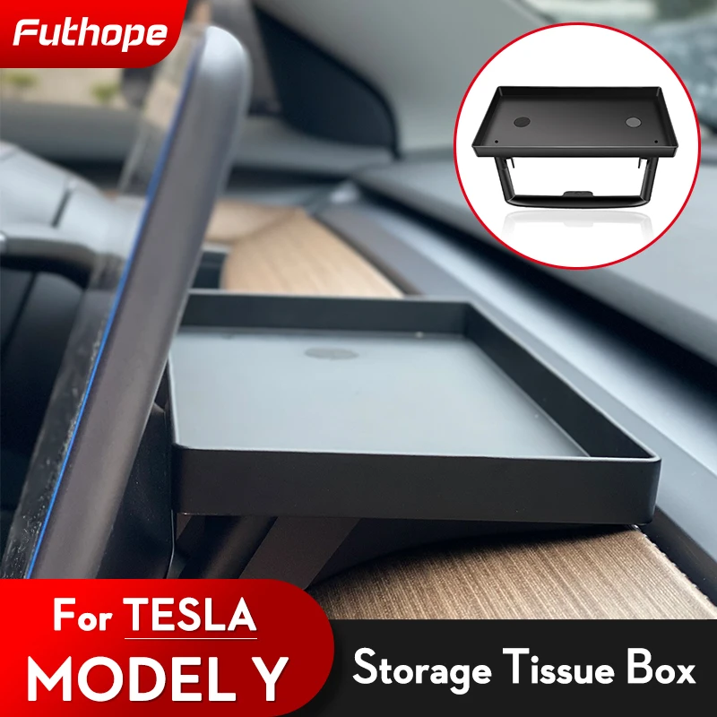 

Futhope Screen Rear Storage Box For 18-22 Tesla Model 3 Y Magnetic Hidden Srorage Tray Display Screen Tissue Box Accessories
