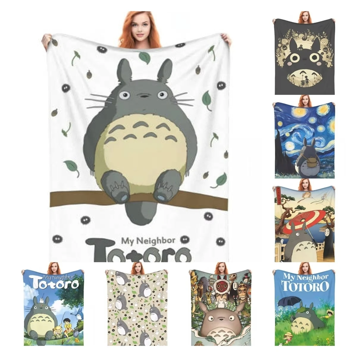 Cartoon Funny Cute T-Totoros Blankets Fleece Summer Air Conditioning Portable Ultra-Soft Throw Blanket for Bedding Office Quilt