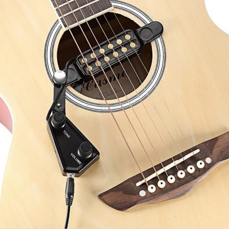 

Звукосниматель для акустической гитары с 12 отверстиями Магнитный преобразователь с регулятором громкости тона аудио кабель Запчасти и аксессуары для гитары