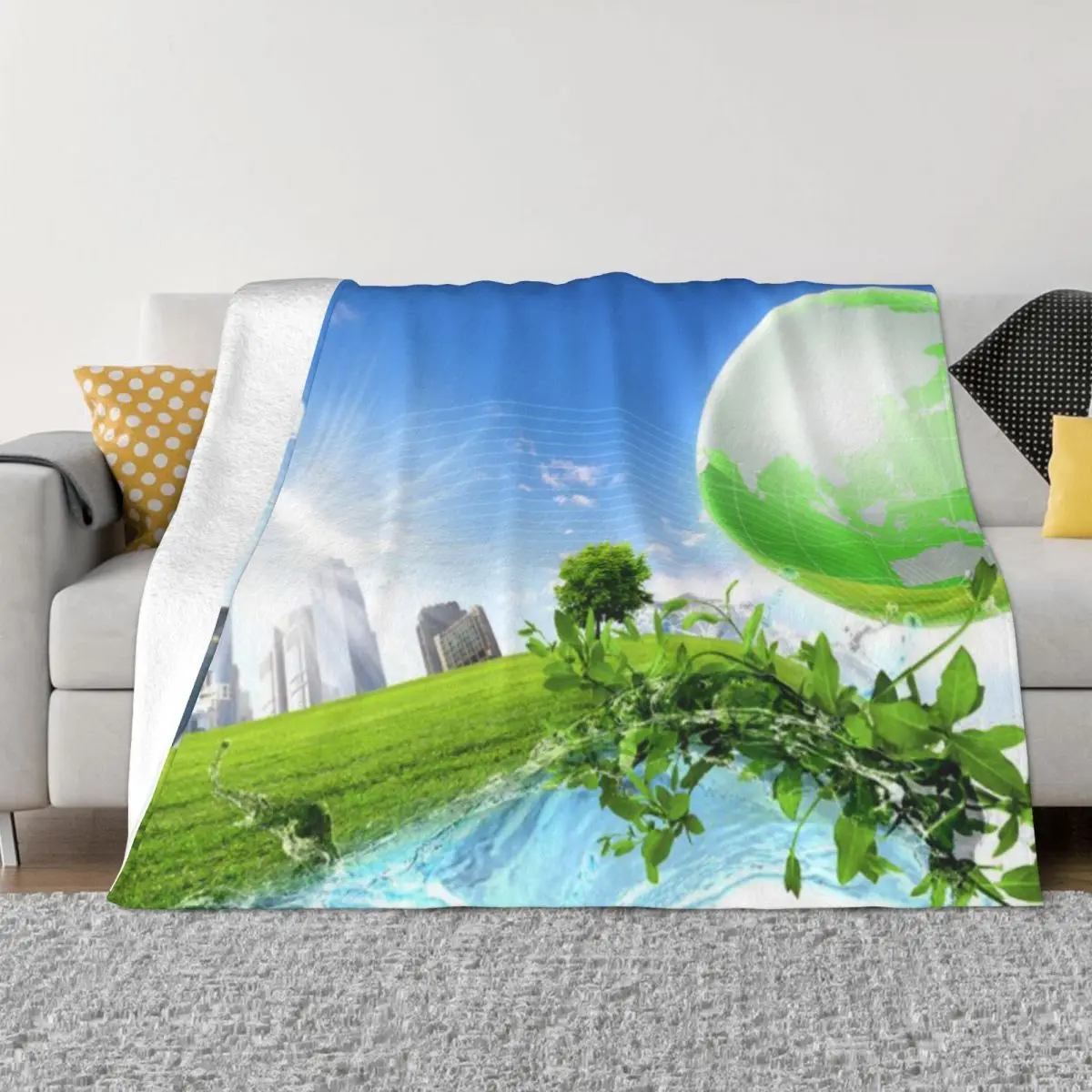 Frutiger Aero Global Nature City Ультрамягкое одеяло из микрофлиса