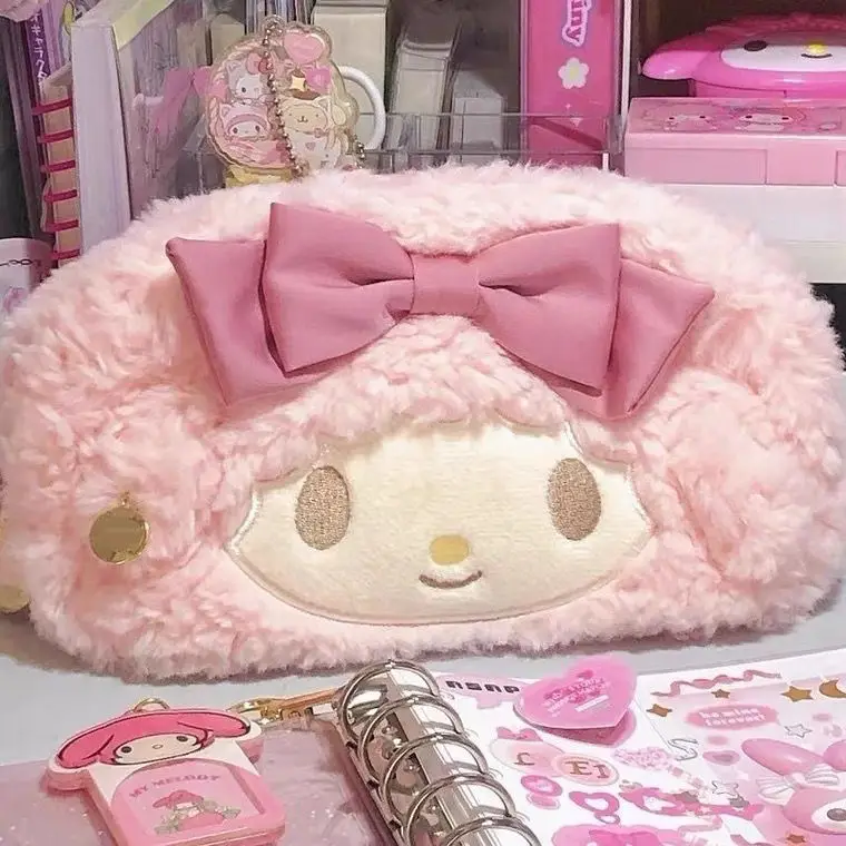 

Kawaii Sanrio pencil bag Cute MyMelody Large Capacity Cartoon Student Stationery Bag Beautiful Makeup Bag cute school supplies
